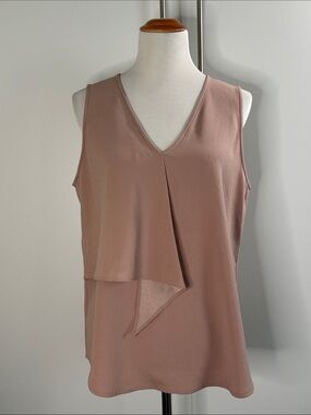 Chelsea & Violet Blush Pink Sleeveless Asymmetrical Top with V-Neck L